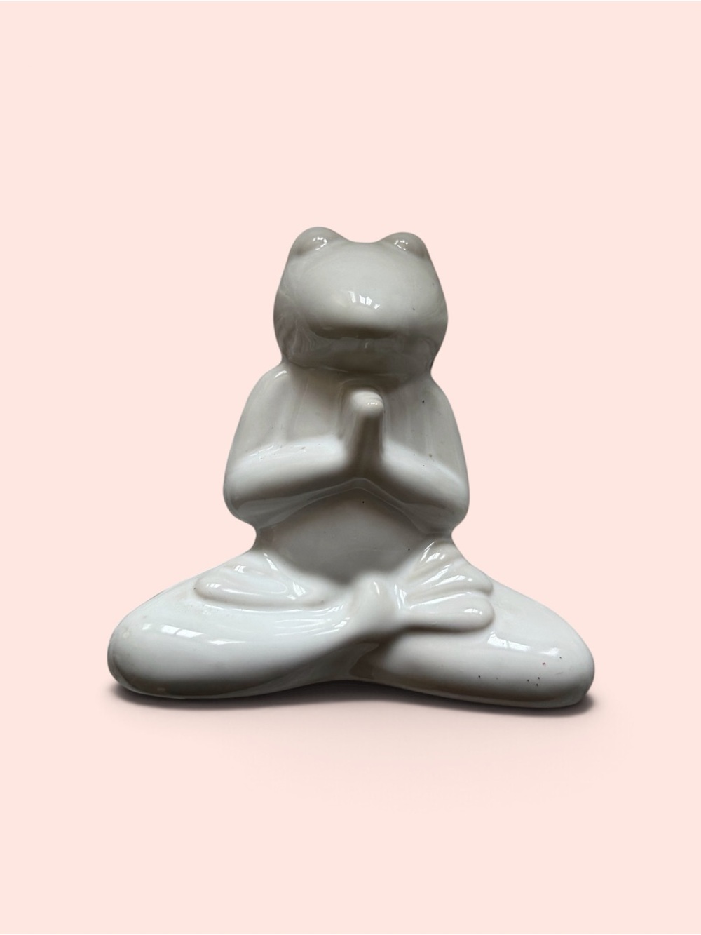 Ceramic Frog Meditation Statue - White
